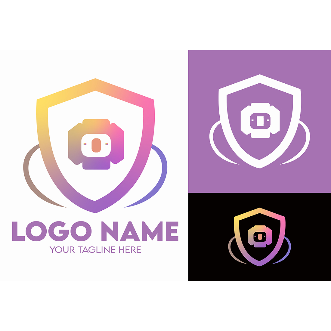 Modern Minimalist Security Company Start-up Logo Design for Businesses With Shield Lock Sign, Professional Creative Monogram For Security Start-up Colorful Gradient Logo Design for Brands Companies preview image.