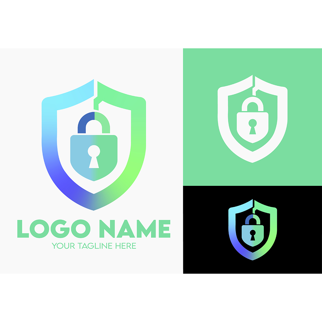 Modern Minimalist Security Company Start-up Logo Design for Businesses With Shield Lock Sign, Professional Creative Monogram For Security Start-up Colorful Gradient Logo Design for Brands Companies cover image.