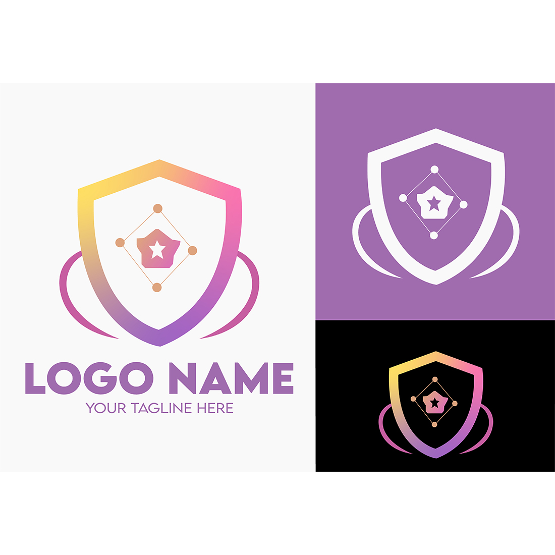 Modern Minimalist Security Company Start-up Logo Design for Businesses With Shield Lock Sign, Professional Creative Monogram For Security Start-up Colorful Gradient Logo Design for Brands Companies cover image.