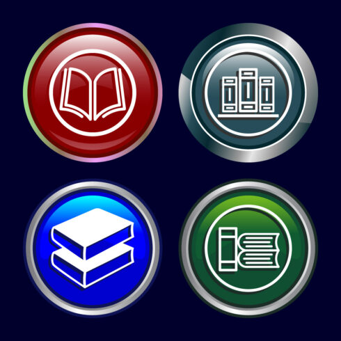 Book Icon Design Illustration, Book Icon For Apps and Websites, Button Design cover image.