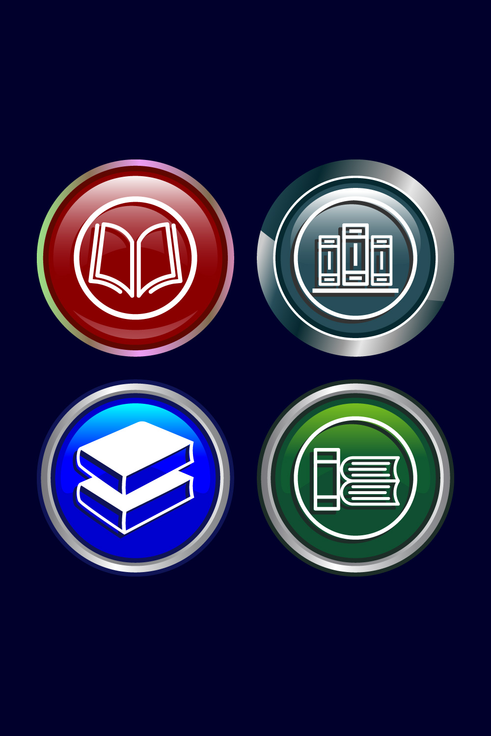 Book Icon Design Illustration, Book Icon For Apps and Websites, Button Design pinterest preview image.