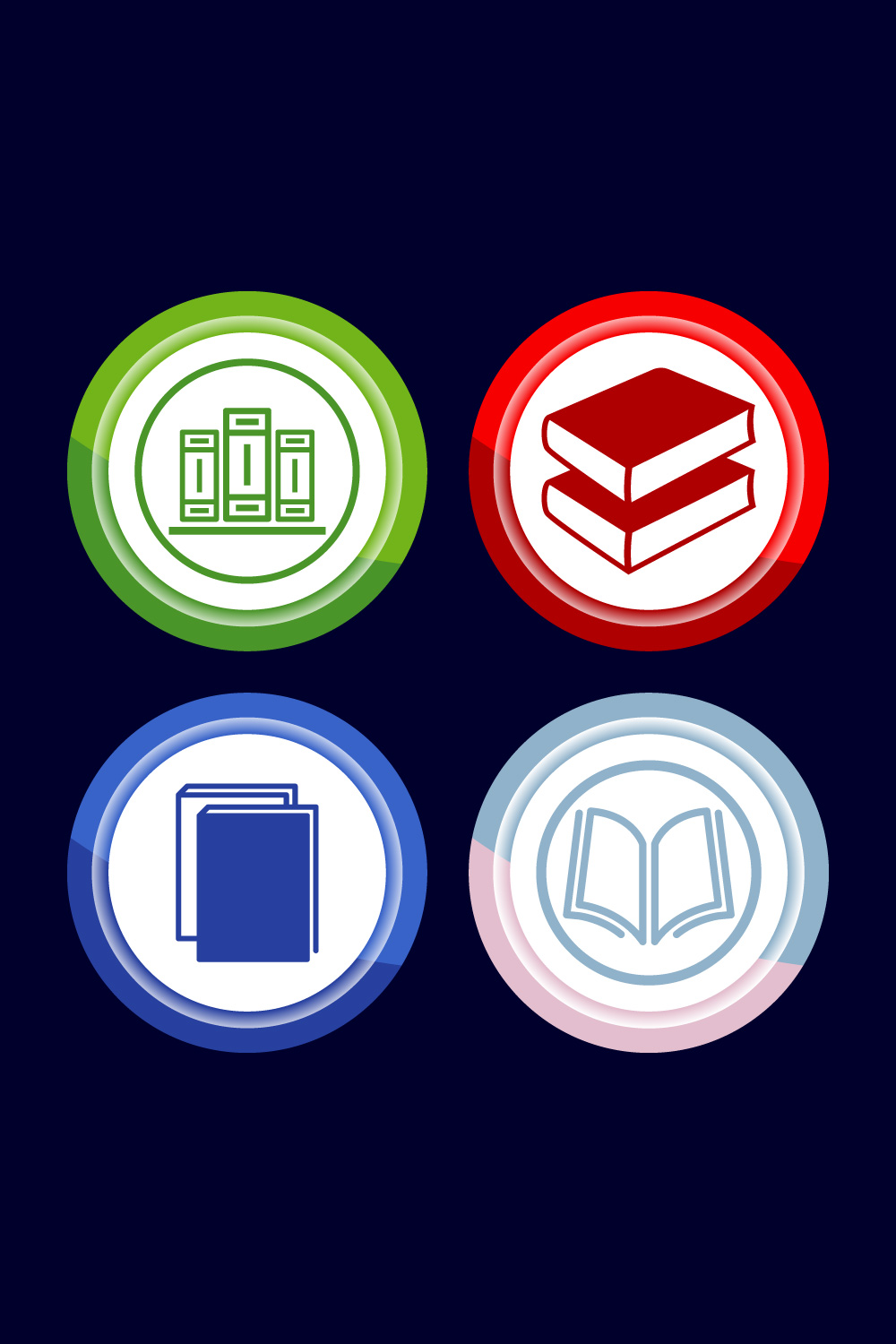 Book Icon Design Illustration, Book Icon For Apps and Websites, Button Design pinterest preview image.