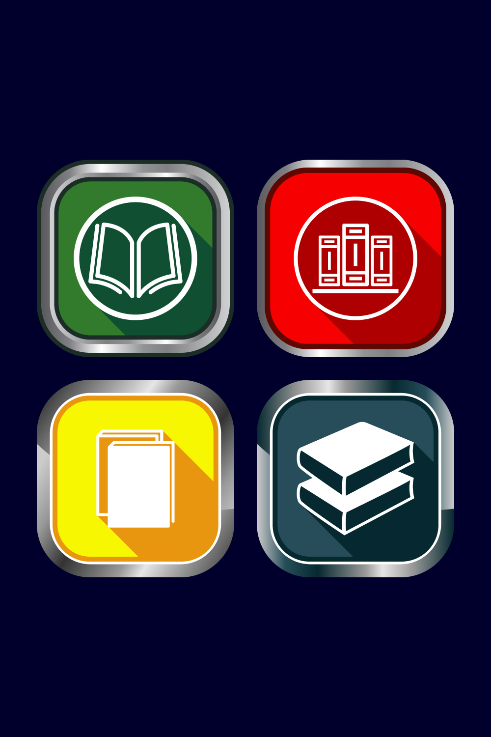 Book Icon Design Illustration, Book Icon For Apps and Websites, Button Design pinterest preview image.