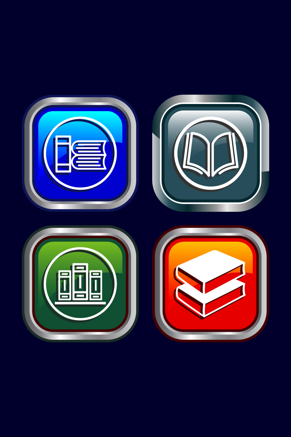 Book Icon Design Illustration, Book Icon For Apps and Websites, Button Design pinterest preview image.