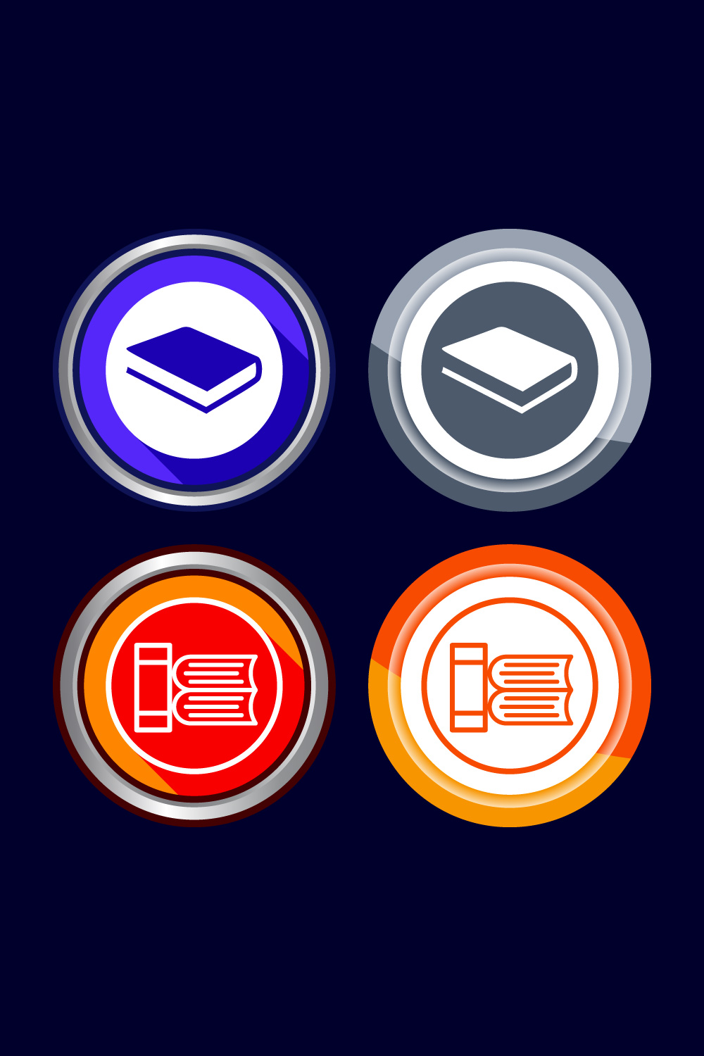 Book Icon Design Illustration, Book Icon For Apps and Websites, Button Design pinterest preview image.