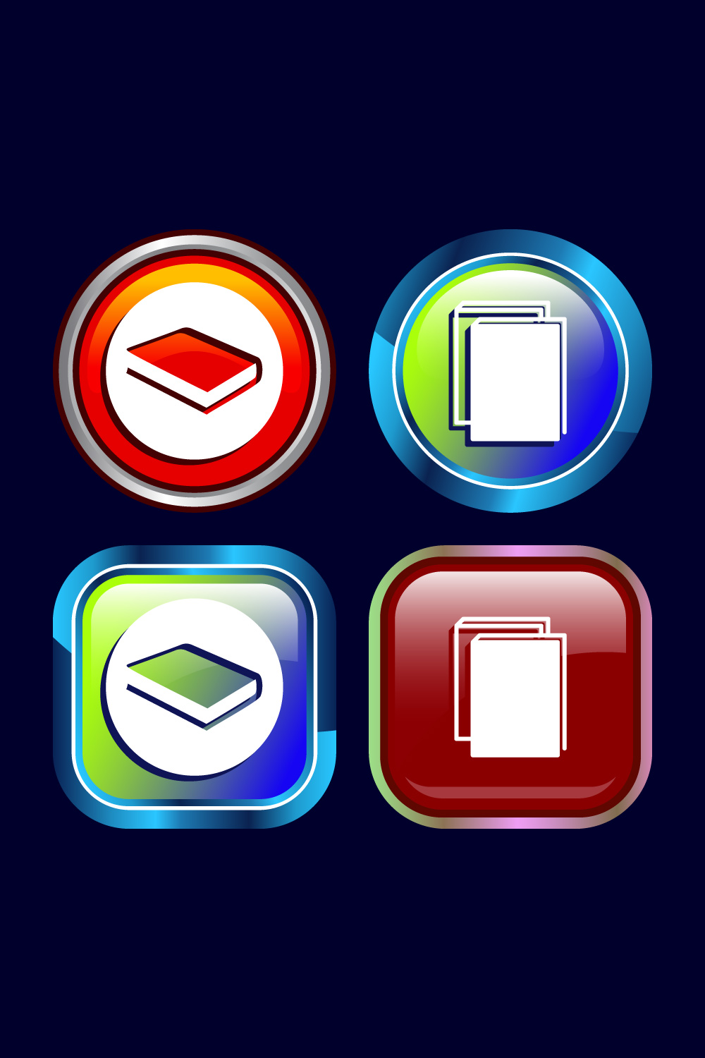 Book Icon Design Illustration, Book Icon For Apps and Websites, Button Design pinterest preview image.