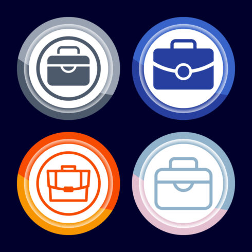 Briefcase Icon Design Illustration, Bag Icon For Apps and Websites, Button Design Set cover image.