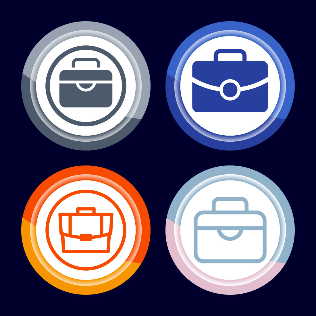 Briefcase Icon Design Illustration, Bag Icon For Apps and Websites, Button Design Set cover image.