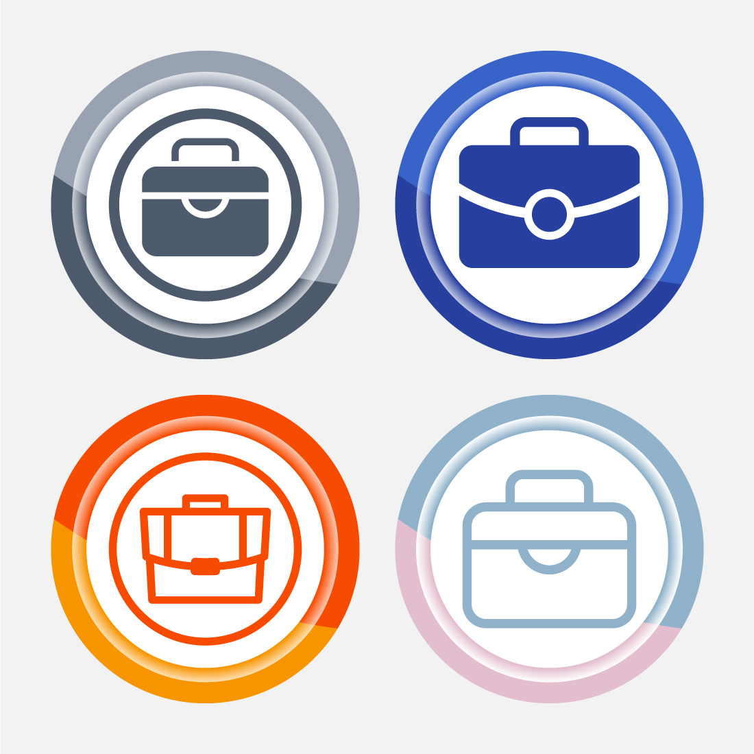 Briefcase Icon Design Illustration, Bag Icon For Apps and Websites, Button Design Set preview image.