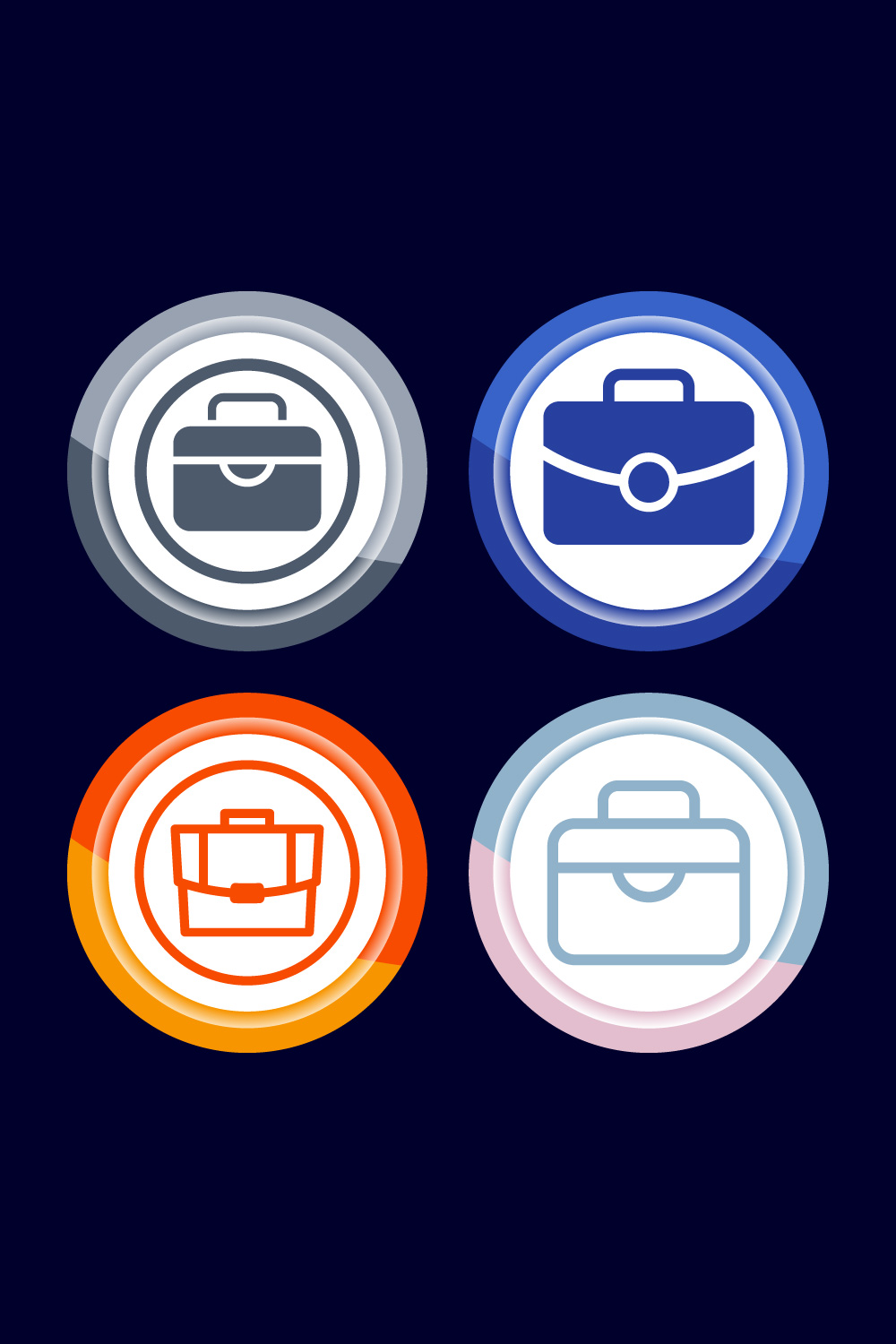 Briefcase Icon Design Illustration, Bag Icon For Apps and Websites, Button Design Set pinterest preview image.