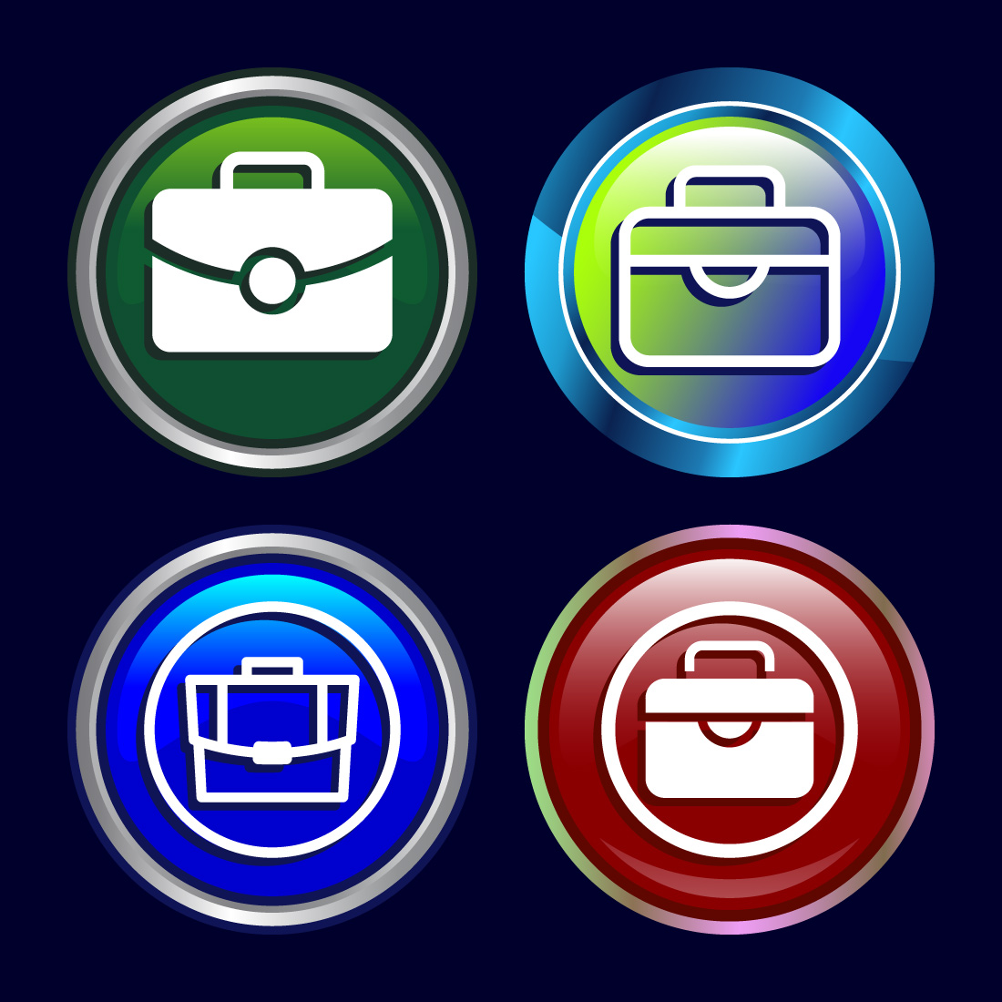 Briefcase Icon Design Illustration, Bag Icon For Apps and Websites, Button Design Set cover image.