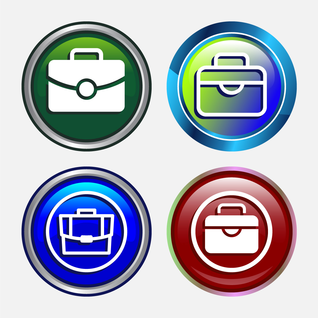 Briefcase Icon Design Illustration, Bag Icon For Apps and Websites, Button Design Set preview image.