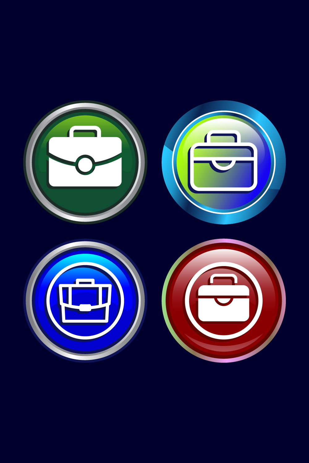 Briefcase Icon Design Illustration, Bag Icon For Apps and Websites, Button Design Set pinterest preview image.