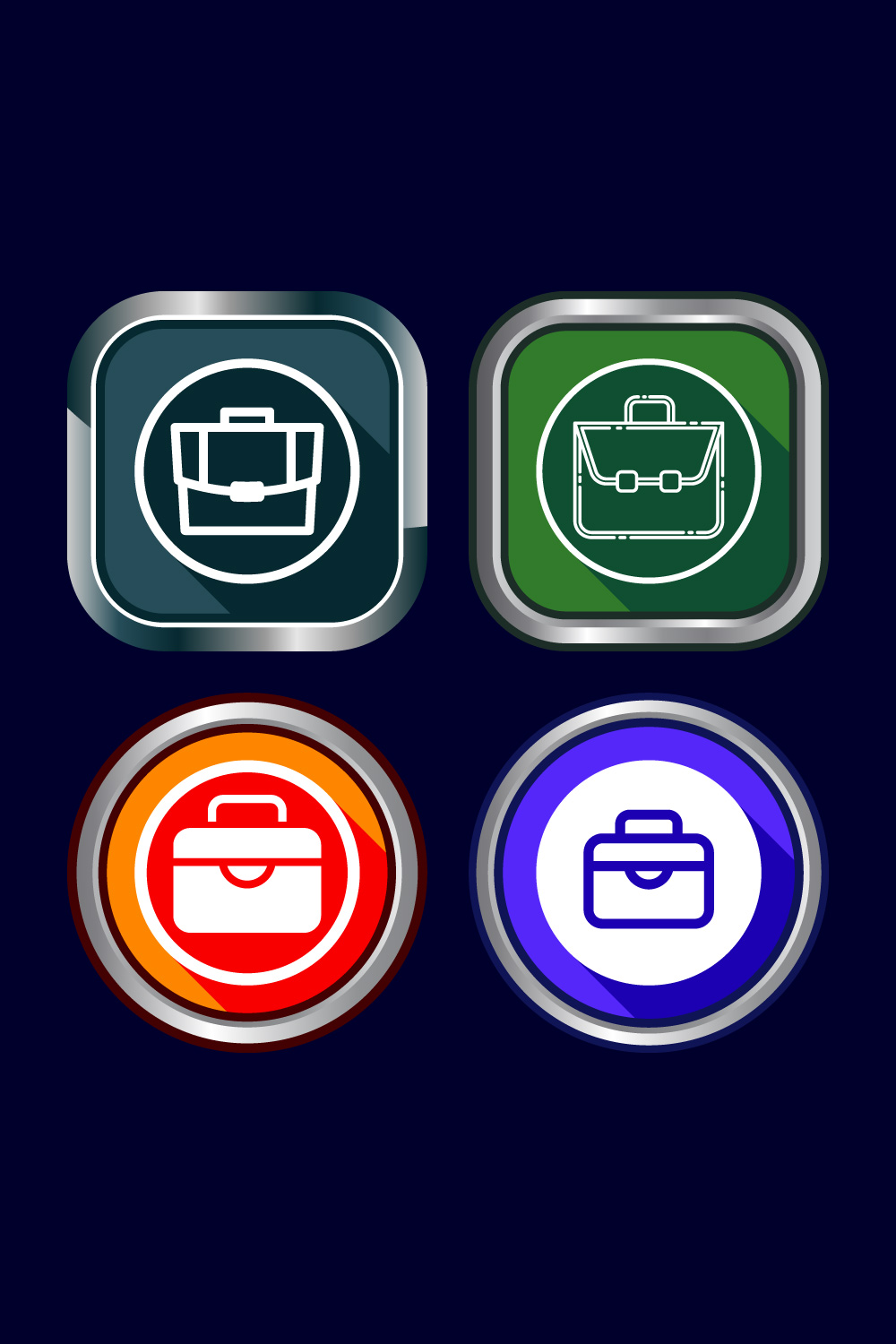 Briefcase Icon Design Illustration, Bag Icon For Apps and Websites, Button Design Set pinterest preview image.