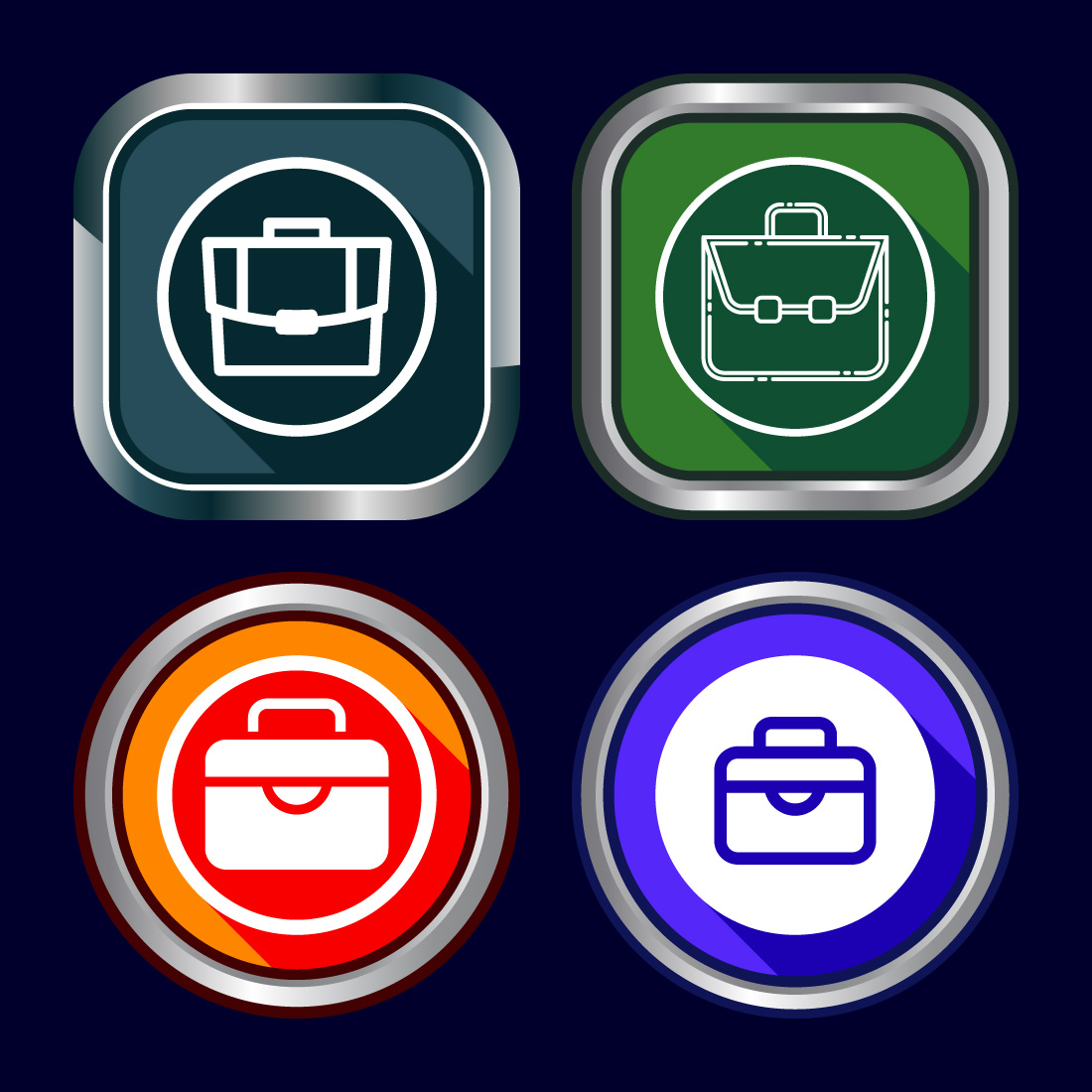 Briefcase Icon Design Illustration, Bag Icon For Apps and Websites, Button Design Set cover image.