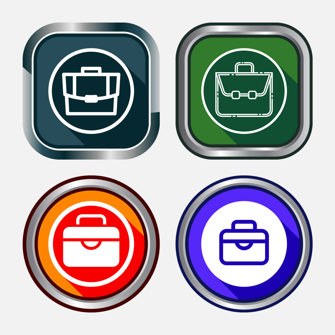 Briefcase Icon Design Illustration, Bag Icon For Apps and Websites, Button Design Set preview image.