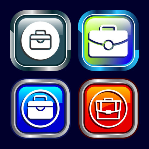 Briefcase Icon Design Illustration, Bag Icon For Apps and Websites, Button Design Set cover image.