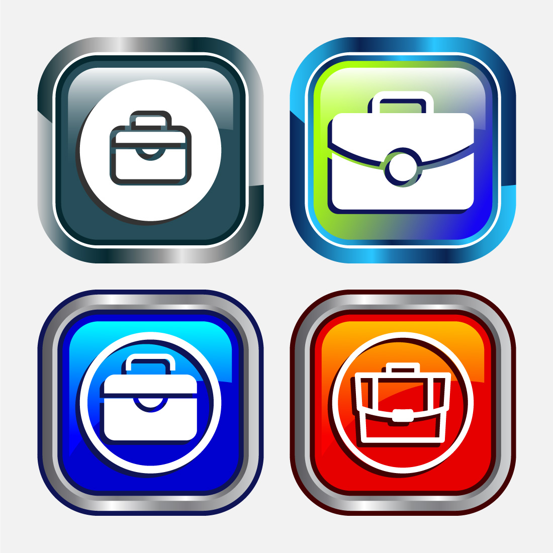 Briefcase Icon Design Illustration, Bag Icon For Apps and Websites, Button Design Set preview image.