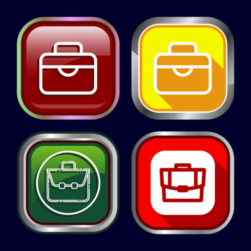 Briefcase Icon Design Illustration, Bag Icon For Apps and Websites, Button Design Set cover image.