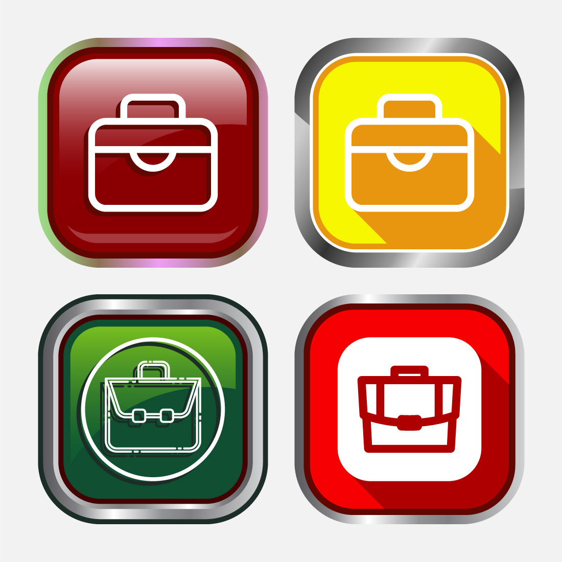 Briefcase Icon Design Illustration, Bag Icon For Apps and Websites, Button Design Set preview image.