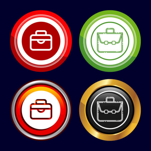 Briefcase Icon Design Illustration, Bag Icon For Apps and Websites, Button Design Set cover image.