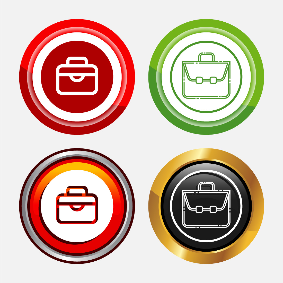 Briefcase Icon Design Illustration, Bag Icon For Apps and Websites, Button Design Set preview image.