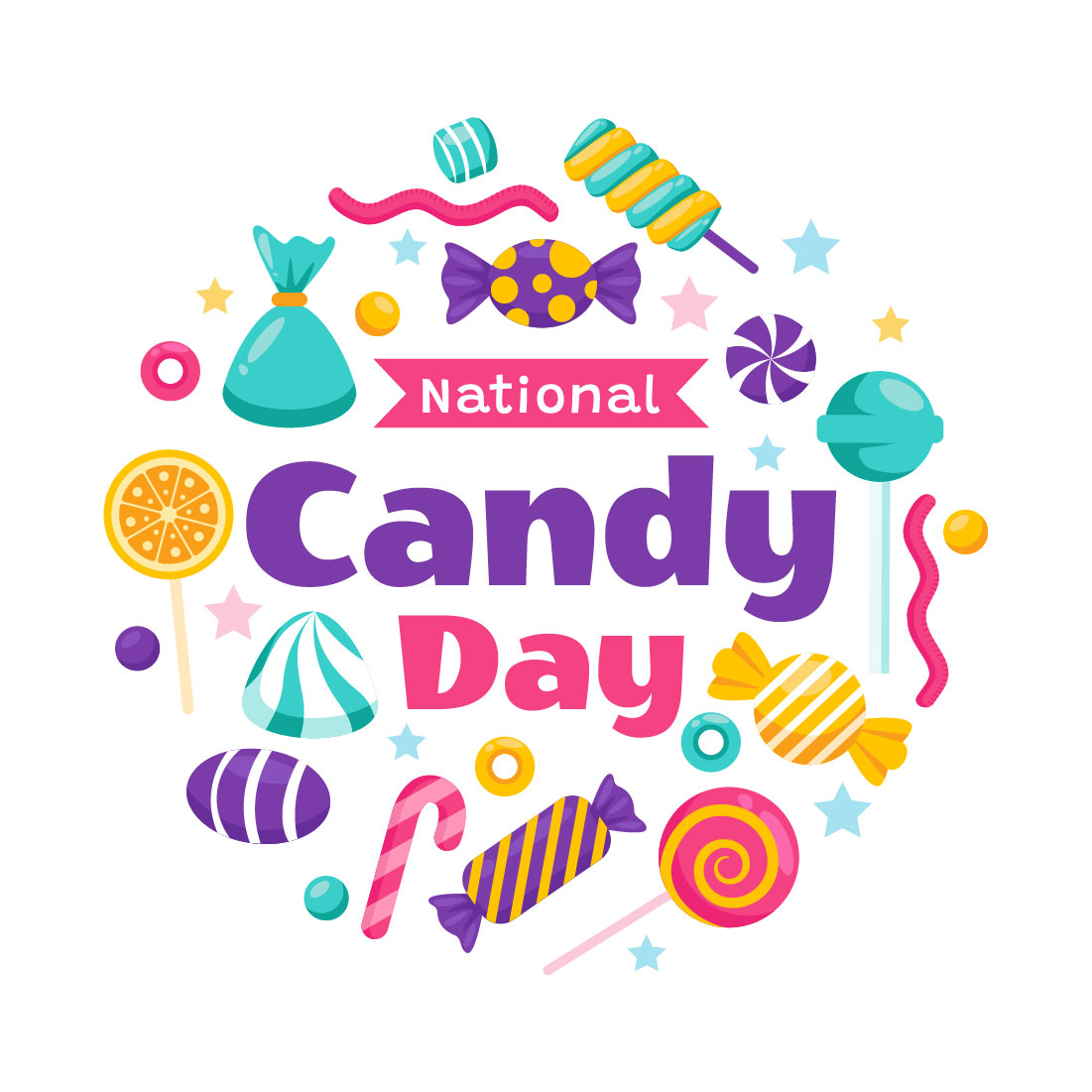 10 National Candy Day Illustration preview image.