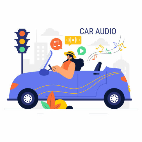 9 Car Audio Vector Illustration cover image.