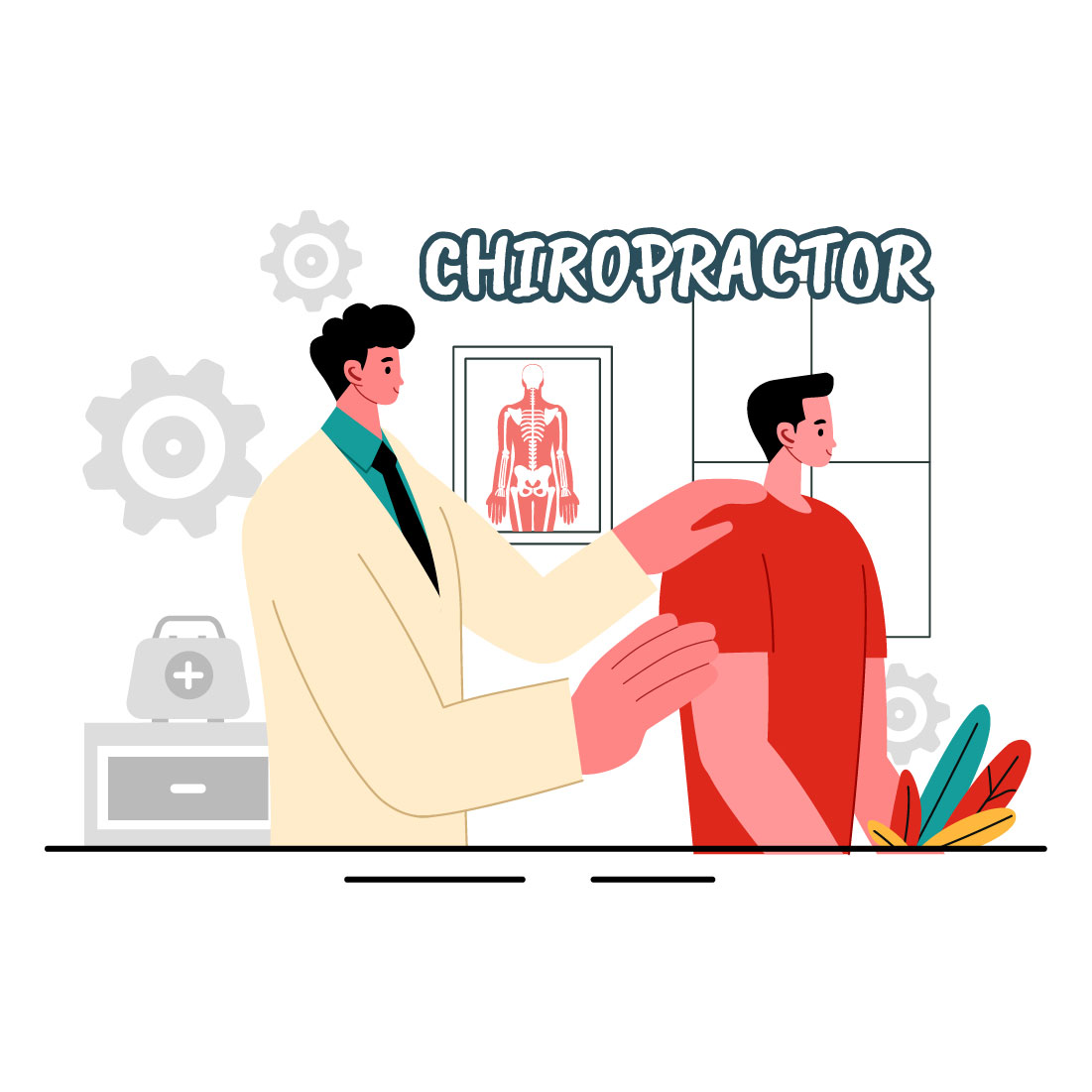 9 Chiropractor Physiotherapy Rehabilitation Illustration preview image.