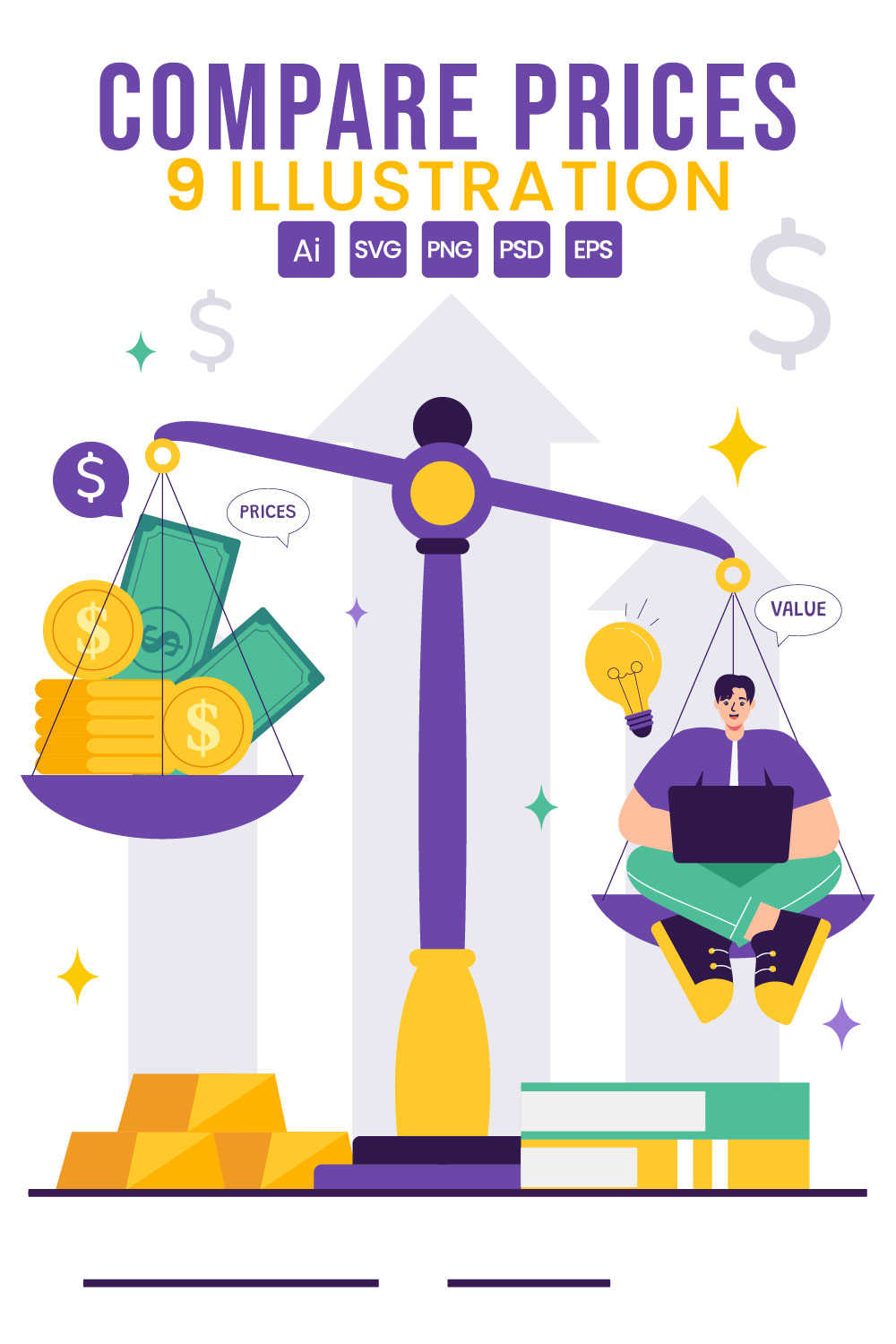 9 Compare Prices Economy Illustration pinterest preview image.