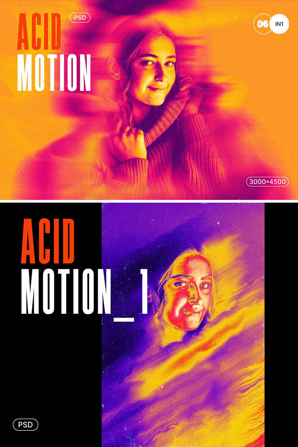 Acid Motion Blur Photo Effect pinterest preview image.