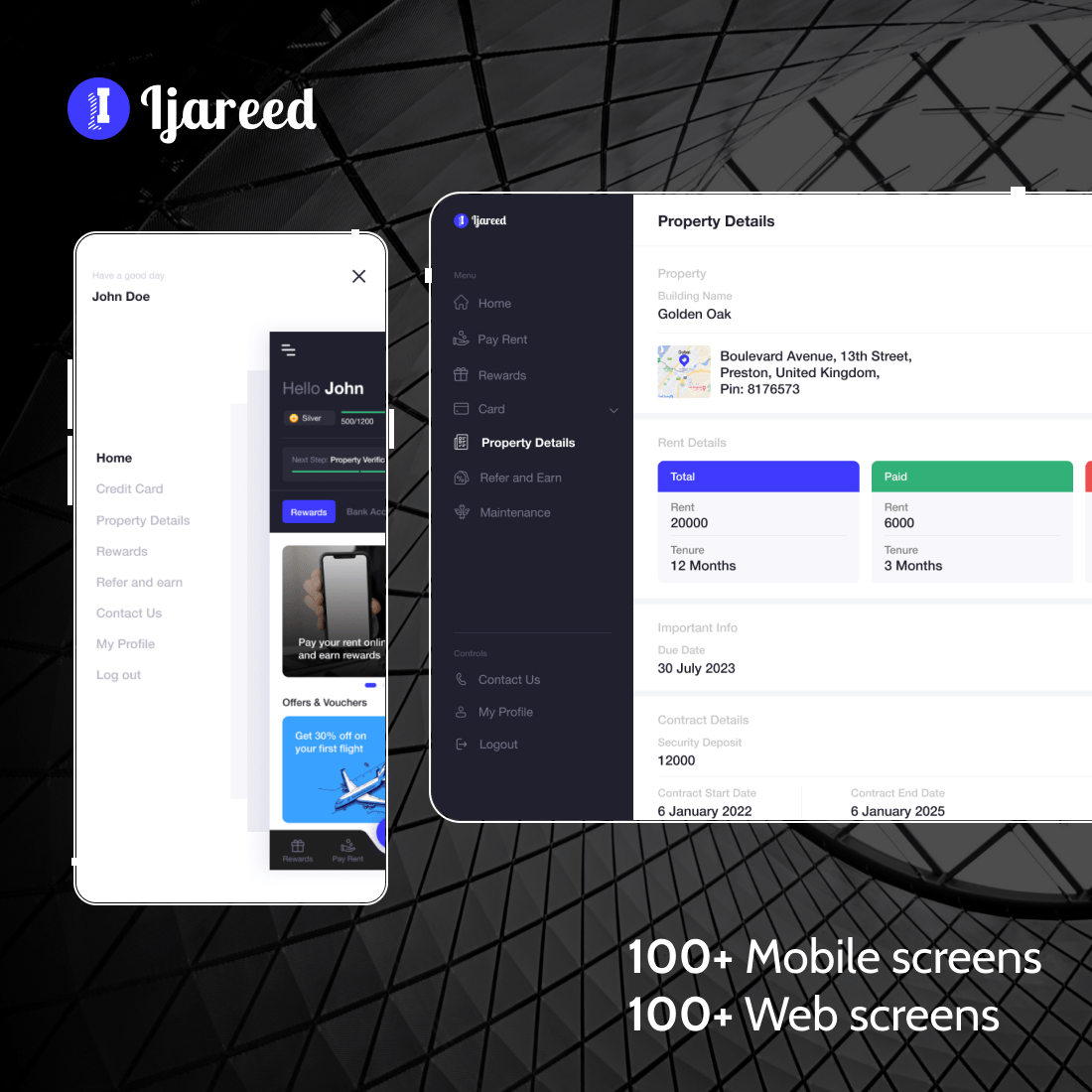 Mobile & Web application - Pay/Receive Rent 0r Landlord UI Kit Figma preview image.