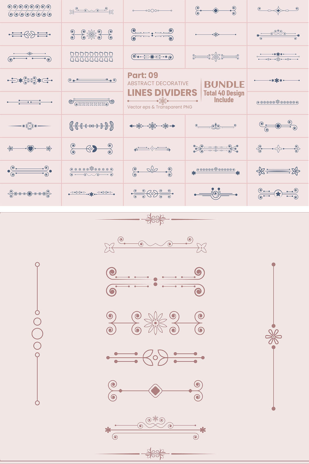 Floral Dividers Design Frames Bundle pinterest preview image.