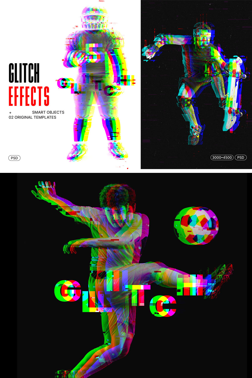 Editable Glitch Photo Effect pinterest preview image.