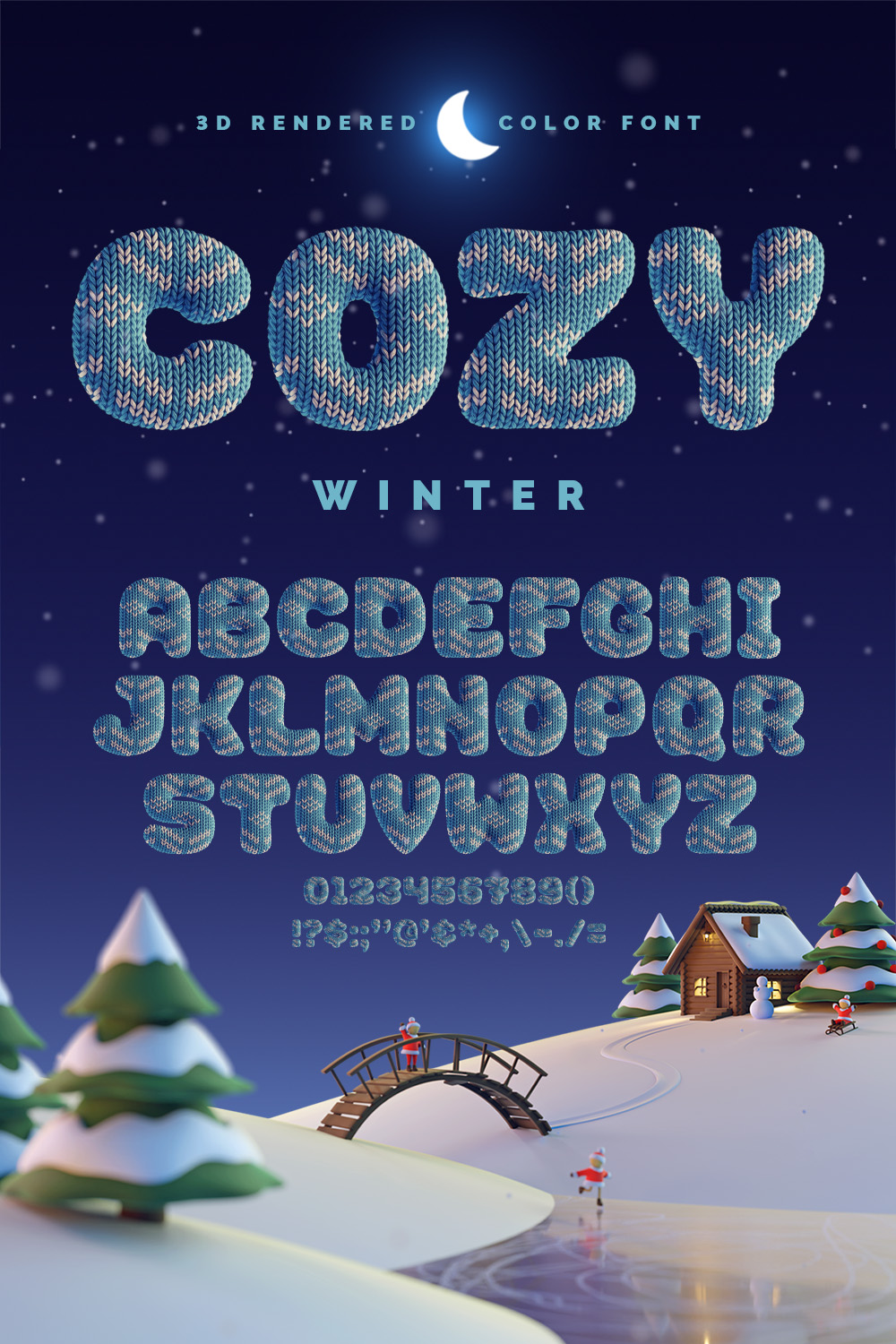 Cozy Winter — Color Bitmap Font pinterest preview image.