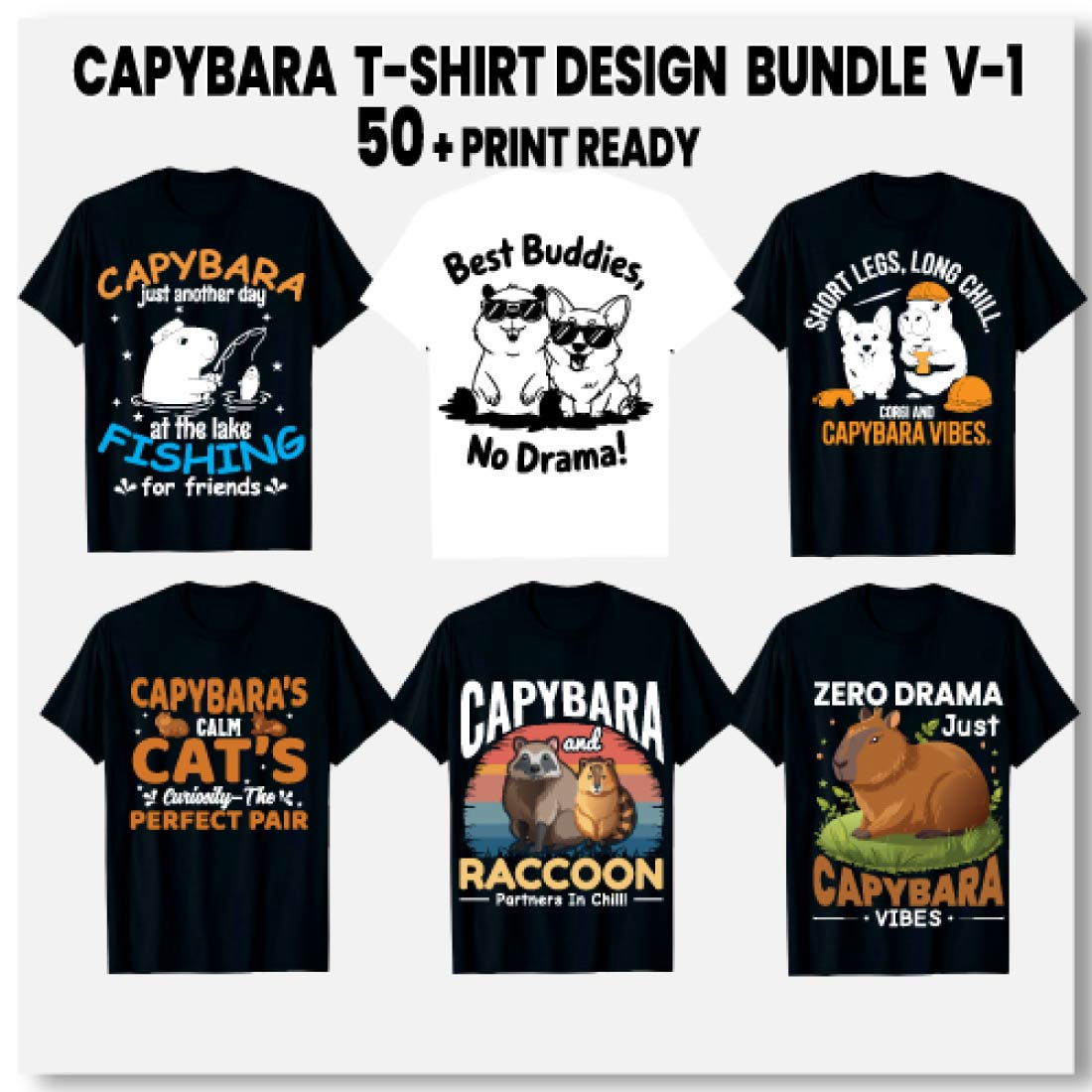 creative capybara t shirt 50 bundle pod print design 2 589