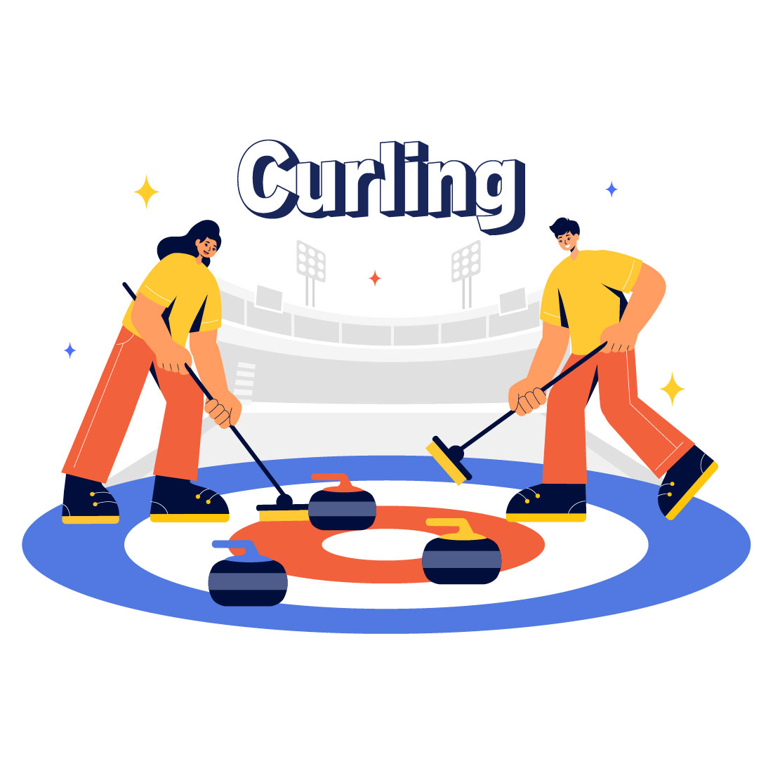 9 Curling Sport Illustration preview image.