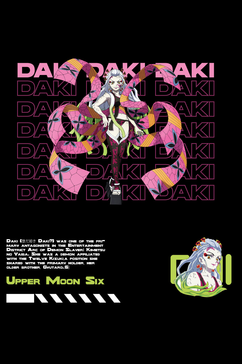 Anime t shirt , demon slayer character, Daki pinterest preview image.