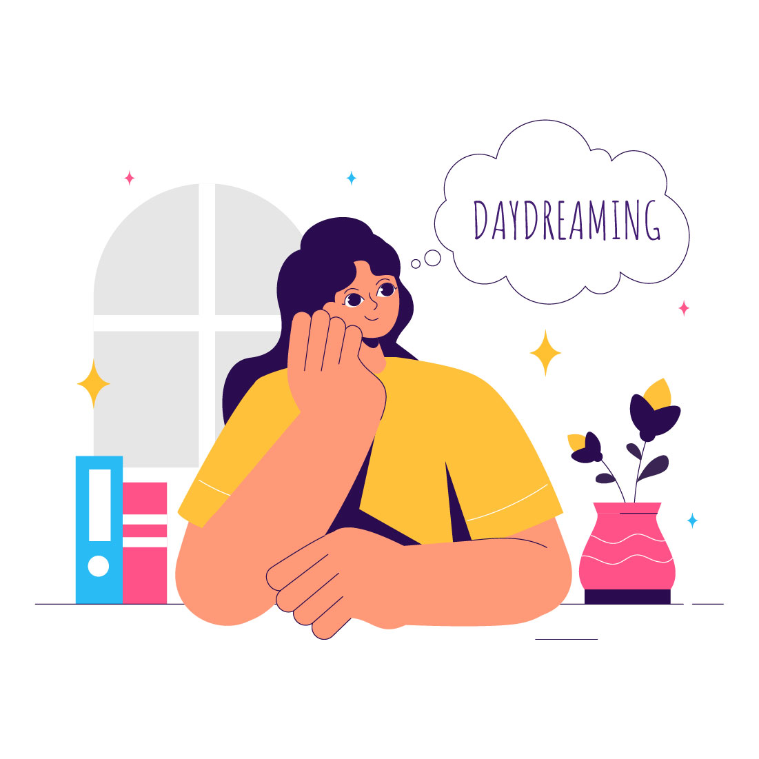 9 People Daydreaming Illustration preview image.