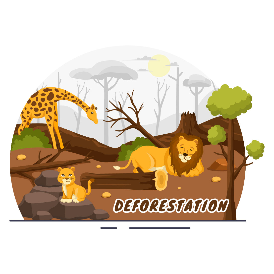 9 Deforestation Vector Illustration preview image.