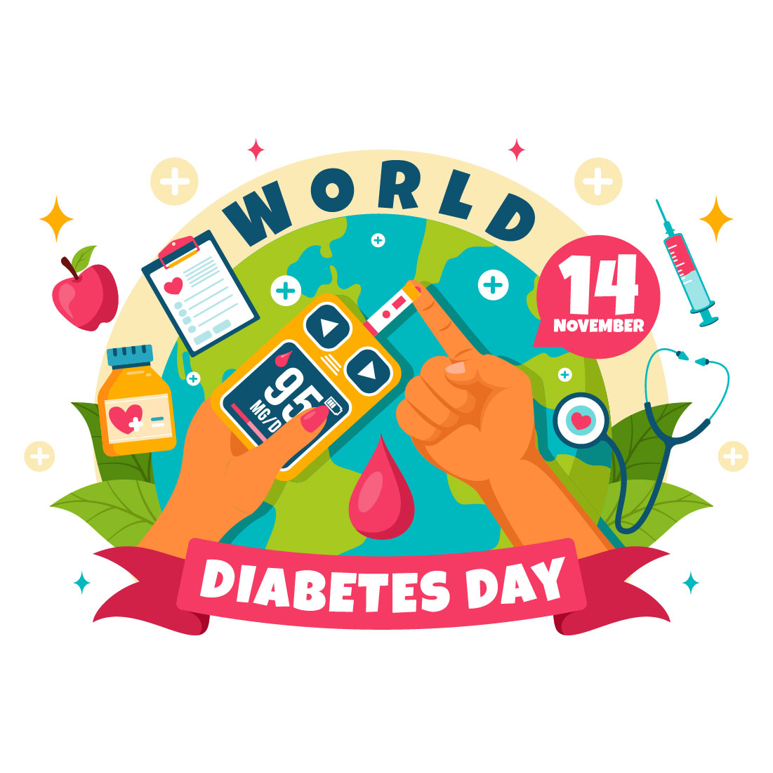 13 World Diabetes Day Illustration preview image.