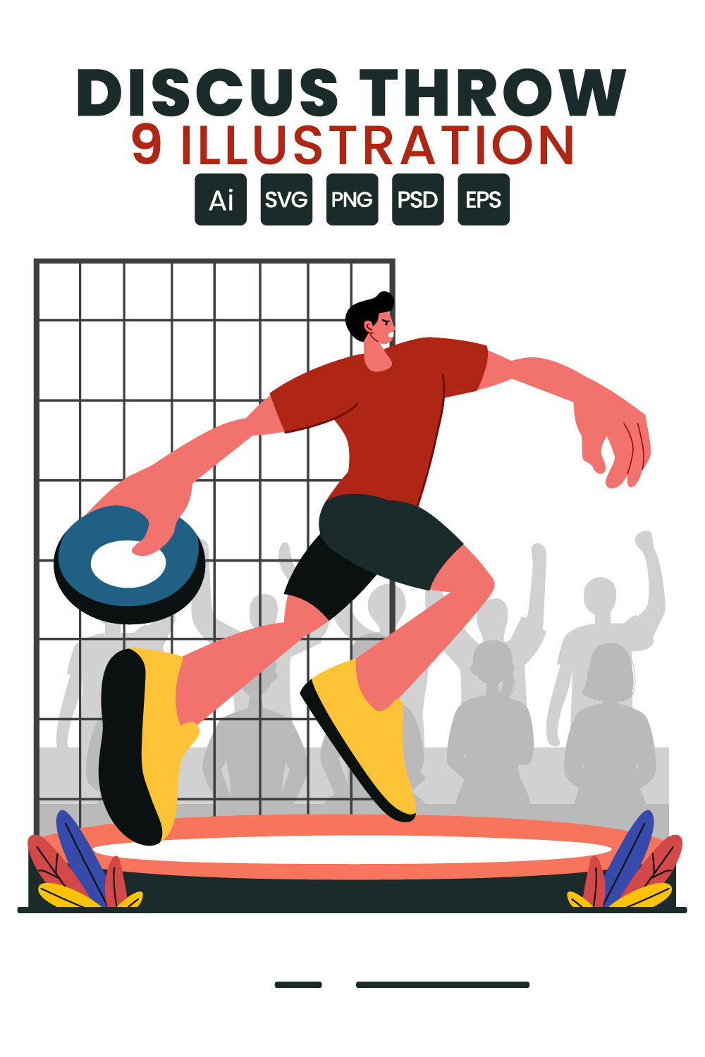 9 Discus Throw Playing Illustration pinterest preview image.