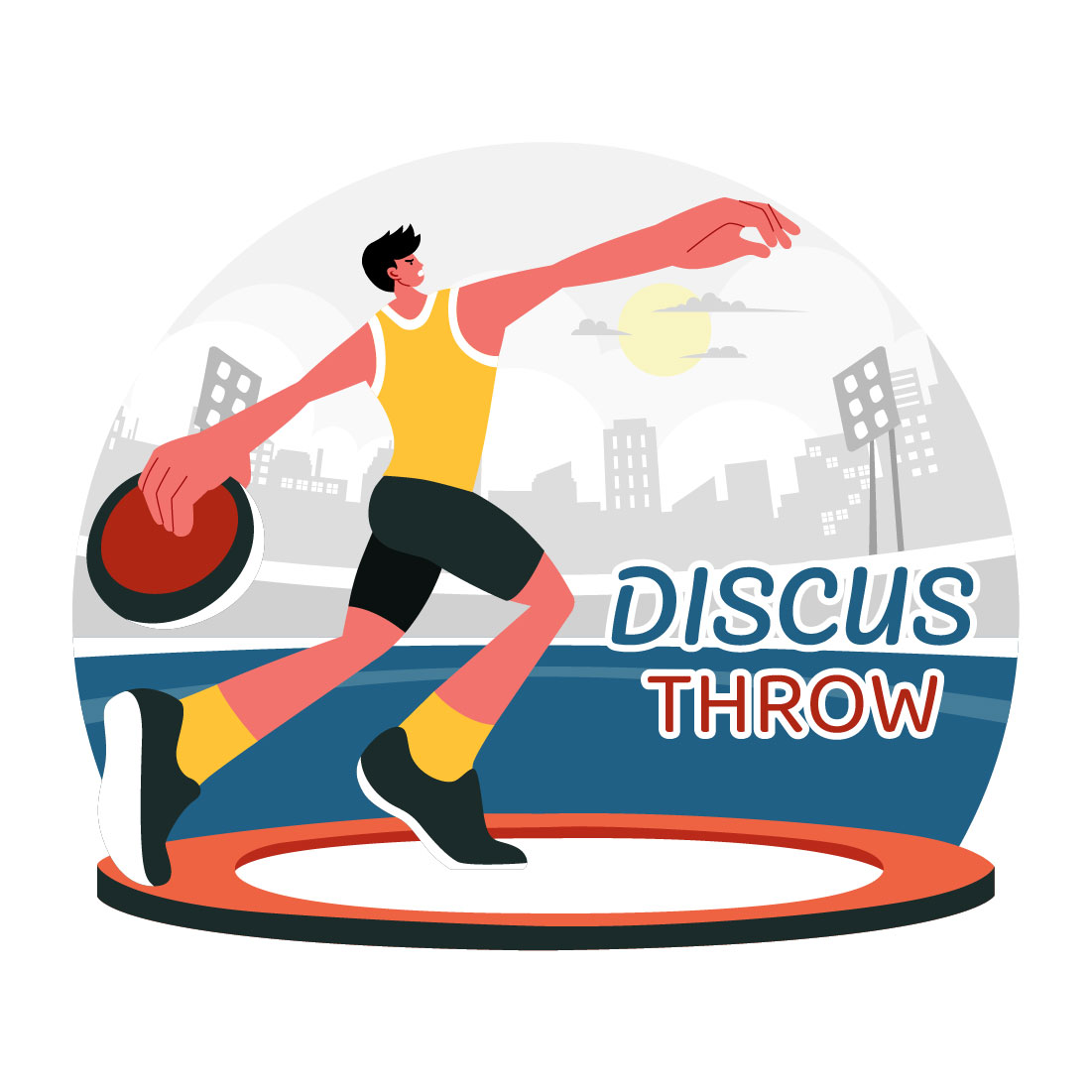 9 Discus Throw Playing Illustration preview image.