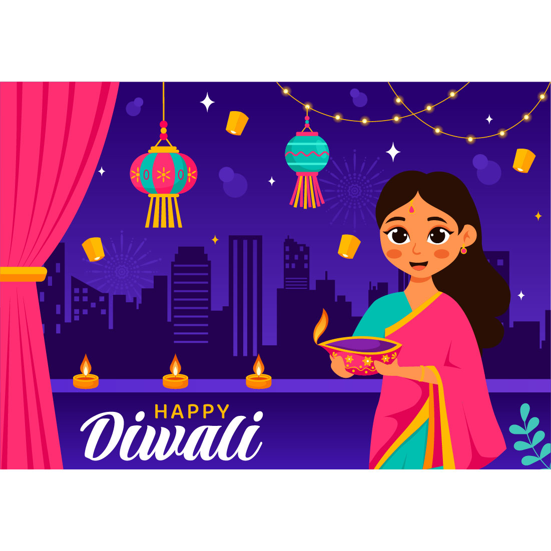 13 Diwali Festival of Lights Illustration preview image.