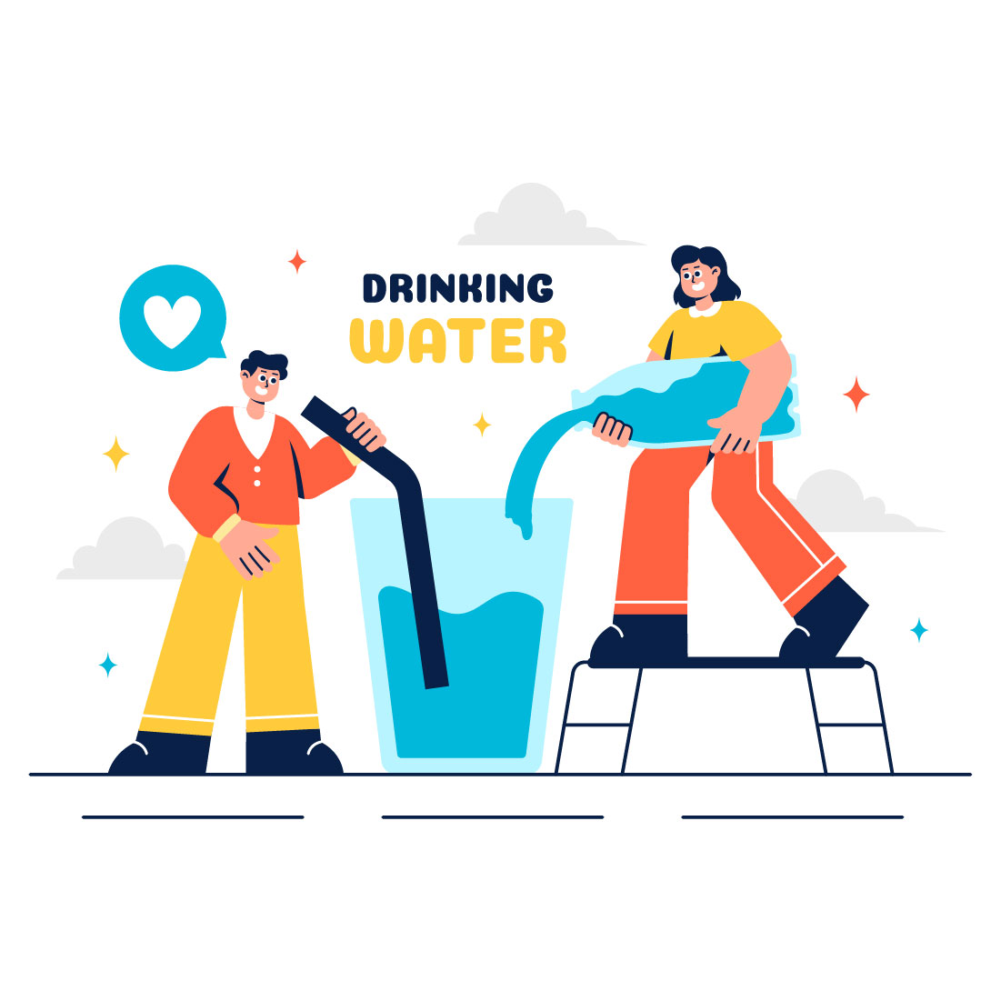 13 Drinking Water Illustration preview image.