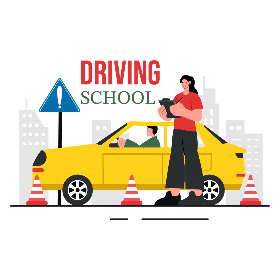 9 Driving School Illustration preview image.