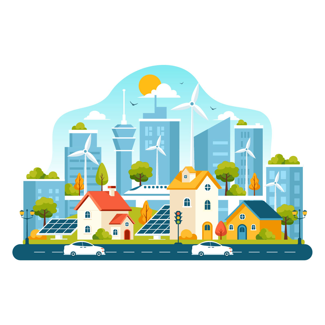 9 Energy Efficiency in the City Illustration preview image.