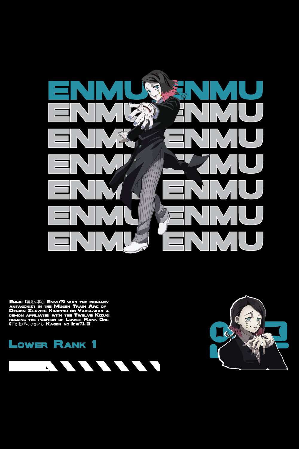 Anime t shirt , demon slayer character, Enmu pinterest preview image.