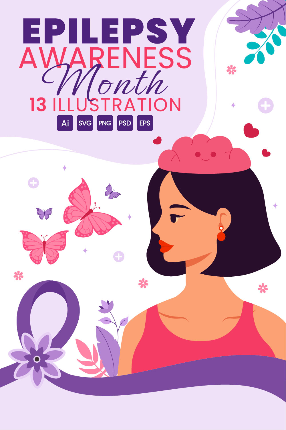 13 National Epilepsy Awareness Month Illustration pinterest preview image.