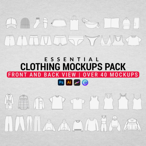 Essential Clothing Mockups Pack cover image.